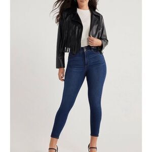 Sofia Vergara Faux Leather Fringe Jacket Black